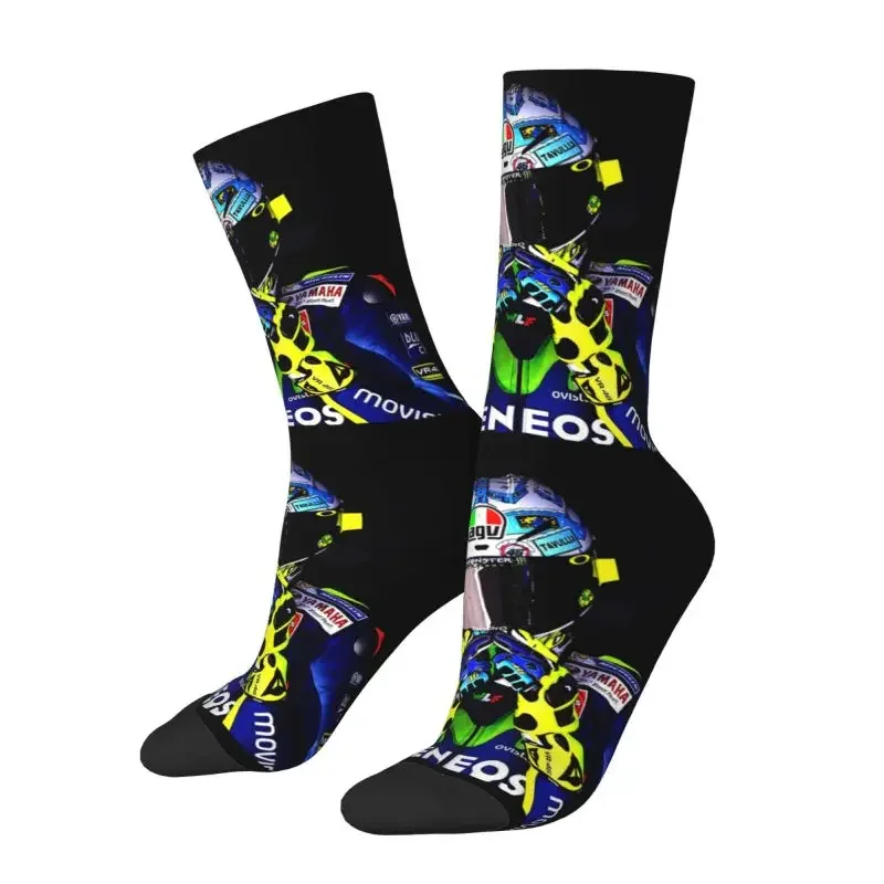 Motorcycle Racing Rossi Men Male Women Crazy Crew Socks Hip Hop Novelty 3D Print Dress Socks