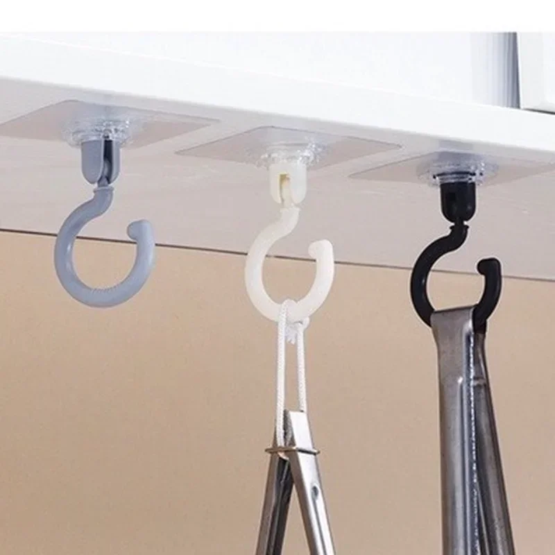 1/3/10 pieces transparent ceiling hook 360° rotatable ceiling wall hook home multifunctional kitchen bathroom self-adhesive hook