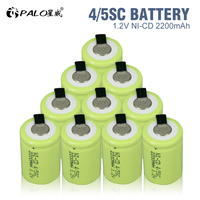PALO 1-14PCS 1.2V 4/5SC Rechargeable Battery 2200mAh 4/5 SC Sub C Ni-CD Cell With Welding Tabs For Electric Drill Screwdriver