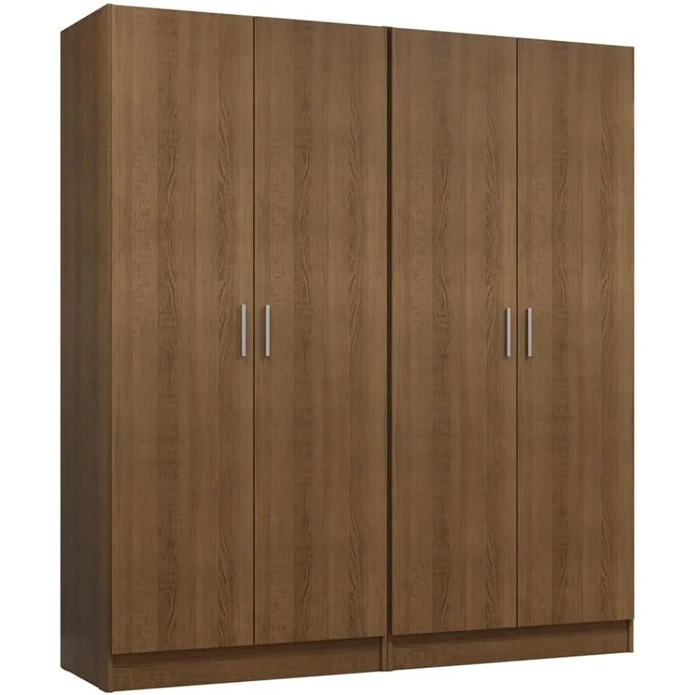 

4 Doors Storage Cabinet with Ample Shelves Space 63" L Utility Armoire Closet Entryway and Bedroom Organization Unit - Brown
