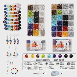 Handmade Diy Bracelet Necklace Earring Acrylic Glass 7 Chakra Stone Bead Kit Tool Kit Set Accessory Trend Jewelry Making Supply