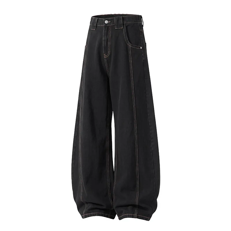 Men's Plus Size 8XL High Street Loose Bent Knife Jeans Autumn American Style Fashion Classic Solid Denim Pants