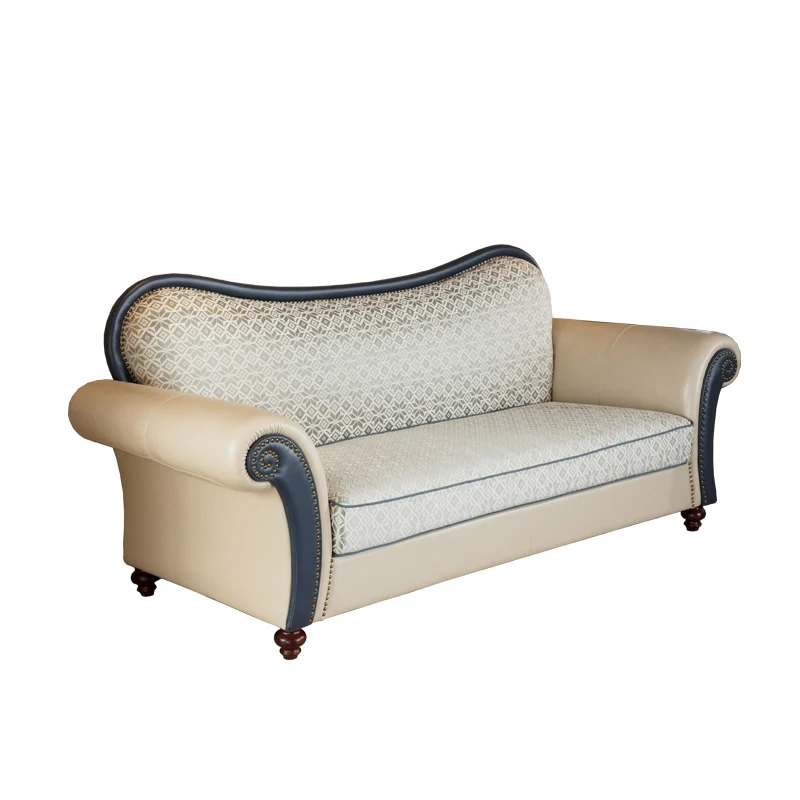 American solid wood sofa, all solid wood 123 combination beige three-person simple modern leather