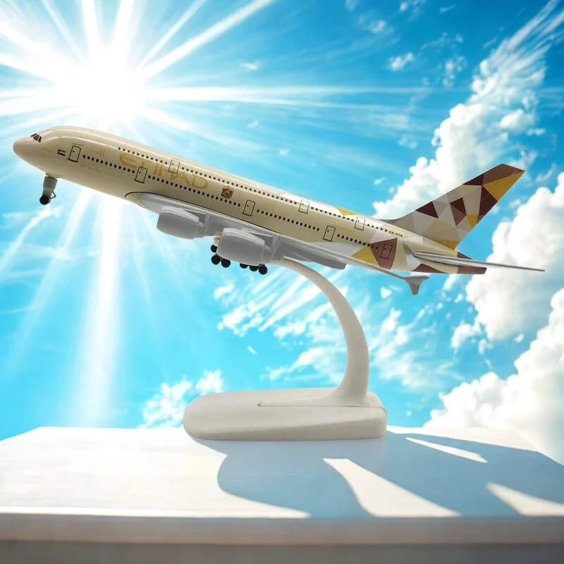 Room Decorations 20CM Diecast Alloy Metal Etihad A380 With Land Gear Airlines Airways Aircraft Collection Display Gifts