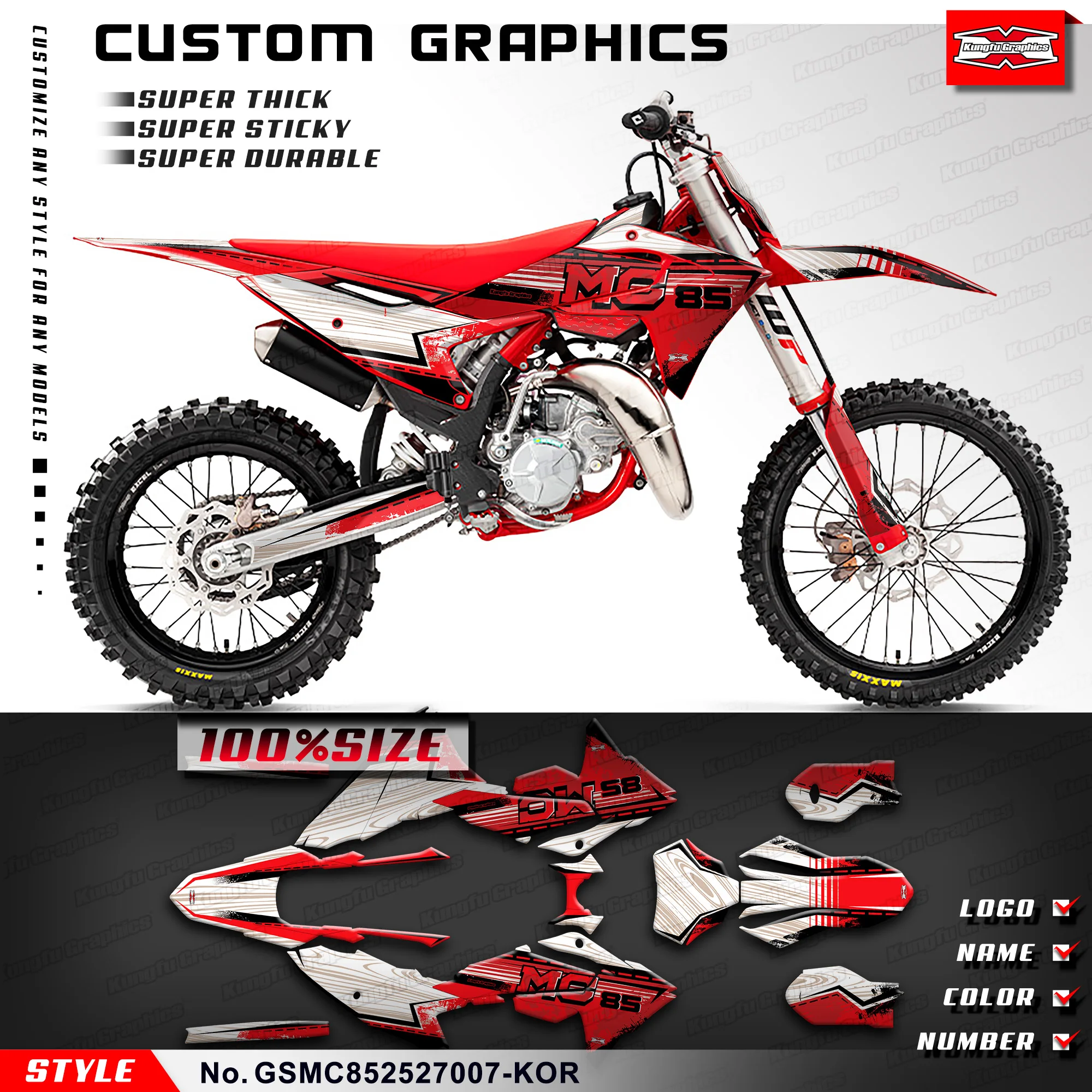KUNGFU GRAPHICS Personalized Stickers Complete Motorcycle Decals for MC 85 MC85 85 MC 85MC 2025 2026 2027 Wrapping Modification