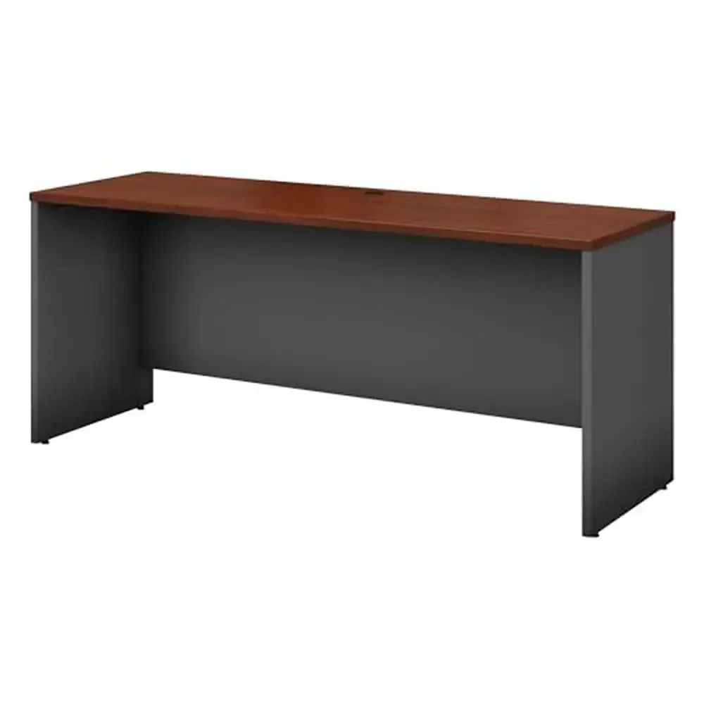 Large Credenza Desk Home and Office Use Professional Computer Table with Wire Management Grommet 72W x 24D Hansen Cherry Finish