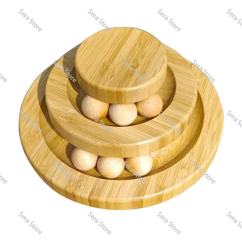 Solid Wood Cat Toy Wooden Turntable Rolling Ball Double Three Layers Four Layers Cat Bite Resistant Toy