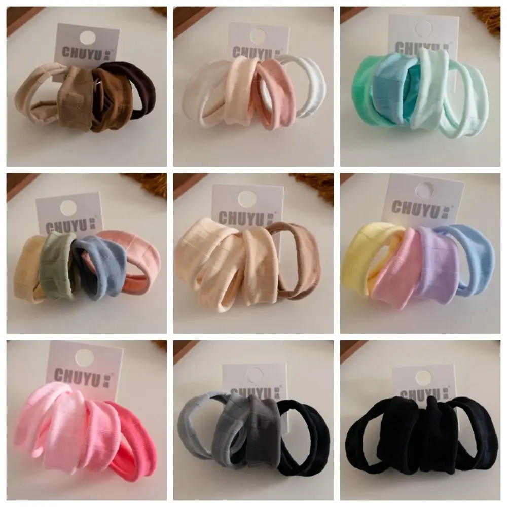 

4 Pcs Hair Rope Set High Elastic Macaron Color Hair Ties Seamless Cloth Hair Band For Children Girl Daily Life Headdress