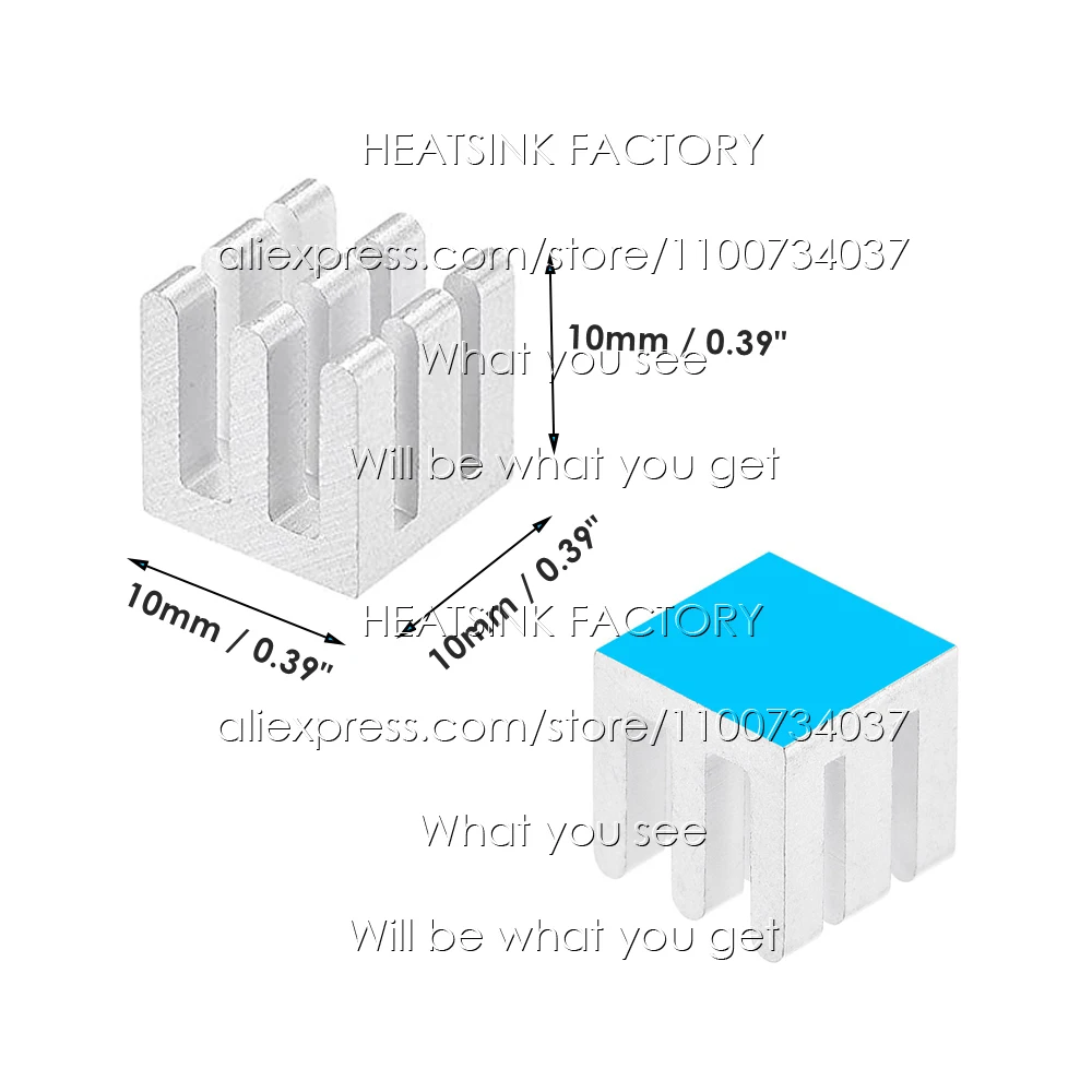 10pcs 10*10*10mm Aluminum Heat Sink IC Memory Chip Heatsink Cooling Cooler With Thermal Double Sided Tape