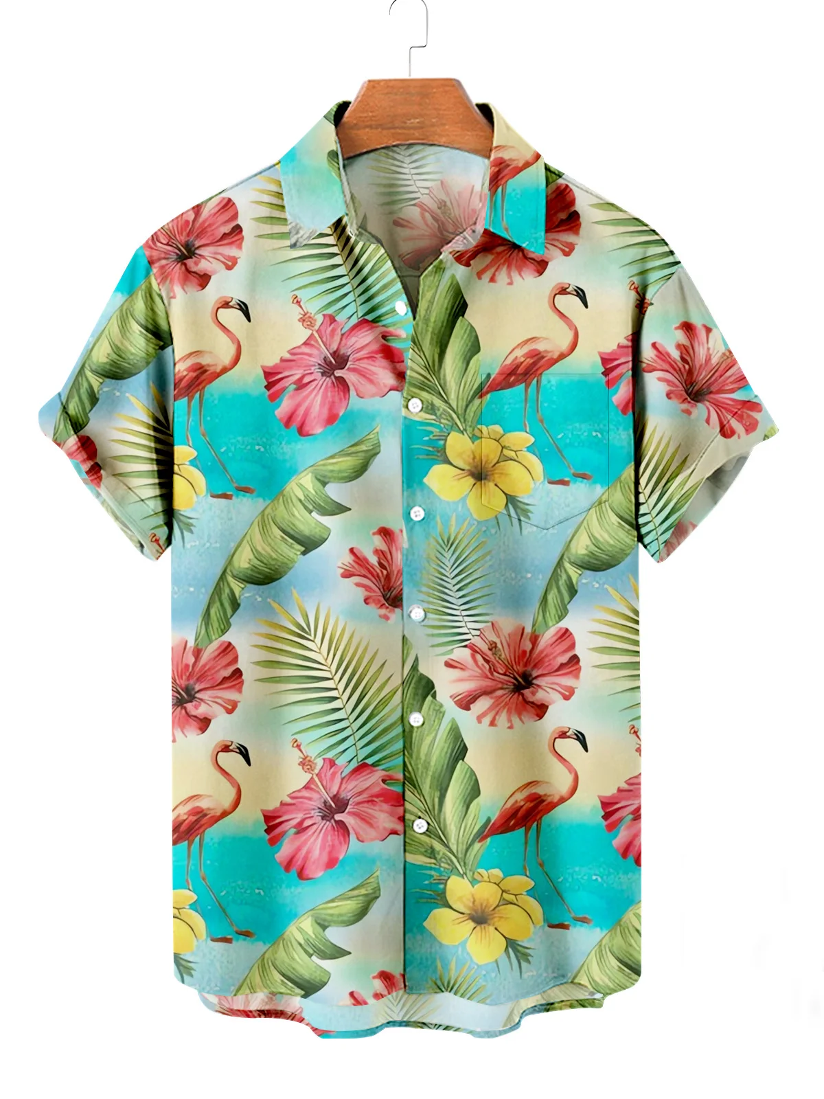 Kemeja Hawaii Bunga Pria Baru Kemeja Lengan Pendek Liburan Kasual Kemeja Berkancing Kerah Pakaian Jalanan Fashion Musim Panas untuk Pria