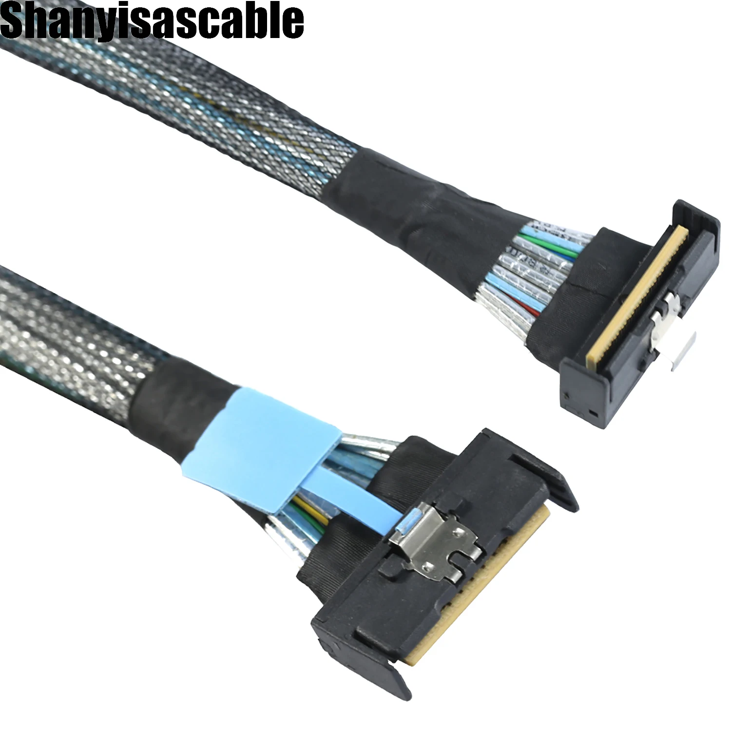 0.5M PCI-E 5.0 Mini Cool Edge MCIO PCI-E MCIO 74Pin Male to Slimline SAS 90-degree MCIO 8i 74Pin Male Extender Angled Cable