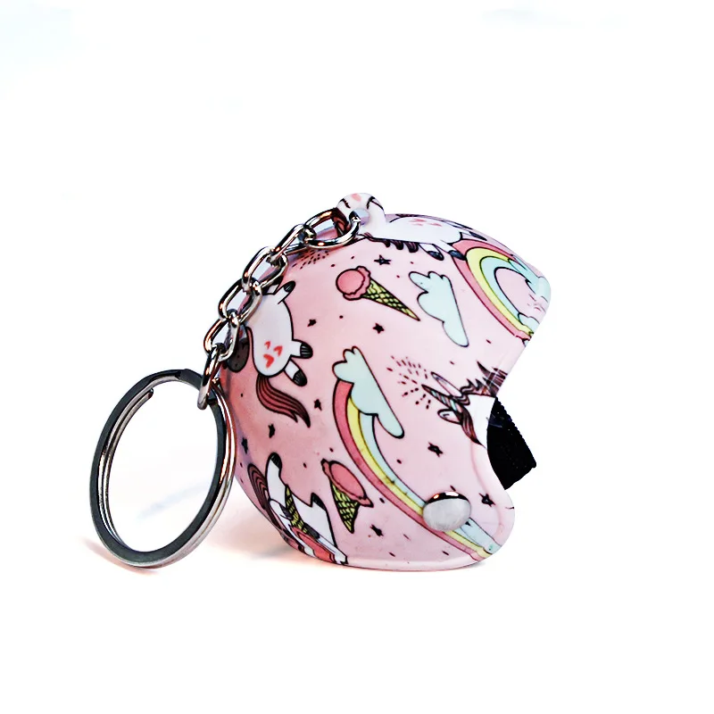 Car Keychain Cartoon Motorcycle Camouflage Broken Duck Helmet Hat Pendant KeyRing Decor Creative Bicycle Key Chain Accessories