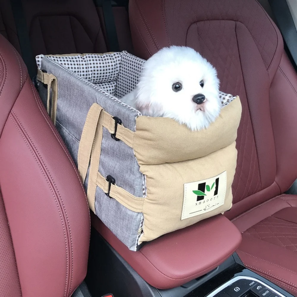 

Dog Car Seat Central Control Nonslip Dog Carriers Safe Car Armrest Box Booster Kennel Bed For medium Small Dog Cat Travel