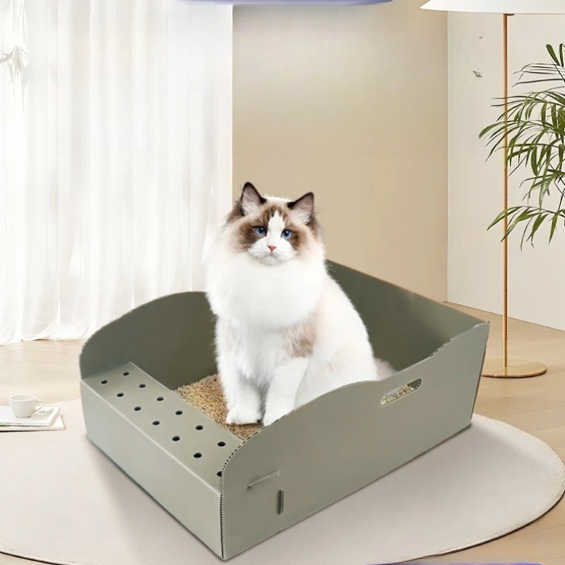 مستلزمات الحيوانات الأليفة صندوق فضلات القطط القابل للتصرف PP قابل للطي مقاوم للماء صندوق فضلات القطط صديق للبيئة صندوق فضلات القطط الكبيرة