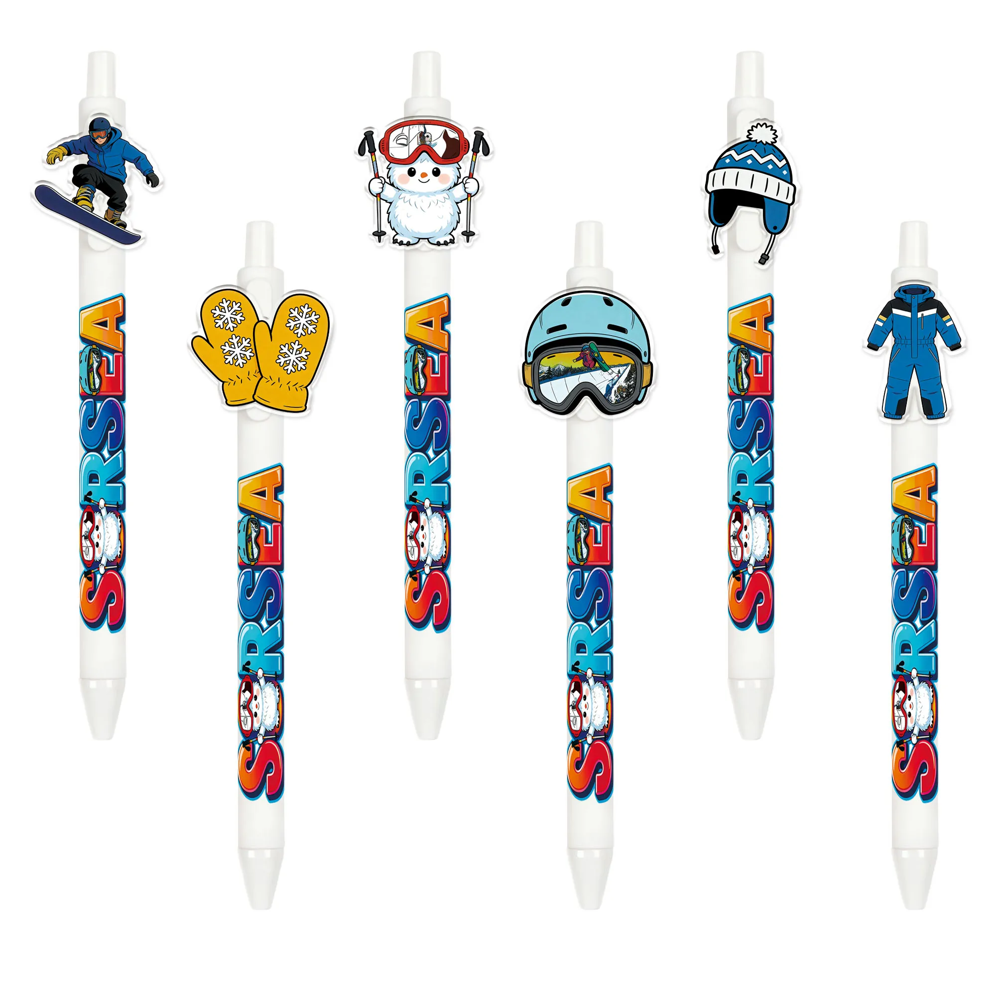 

6 PCS/12 PCS Skiing Sport Pattern Ballpoint Pens - Daily Office Writing Pens for Ice and Snow Enthusiasts