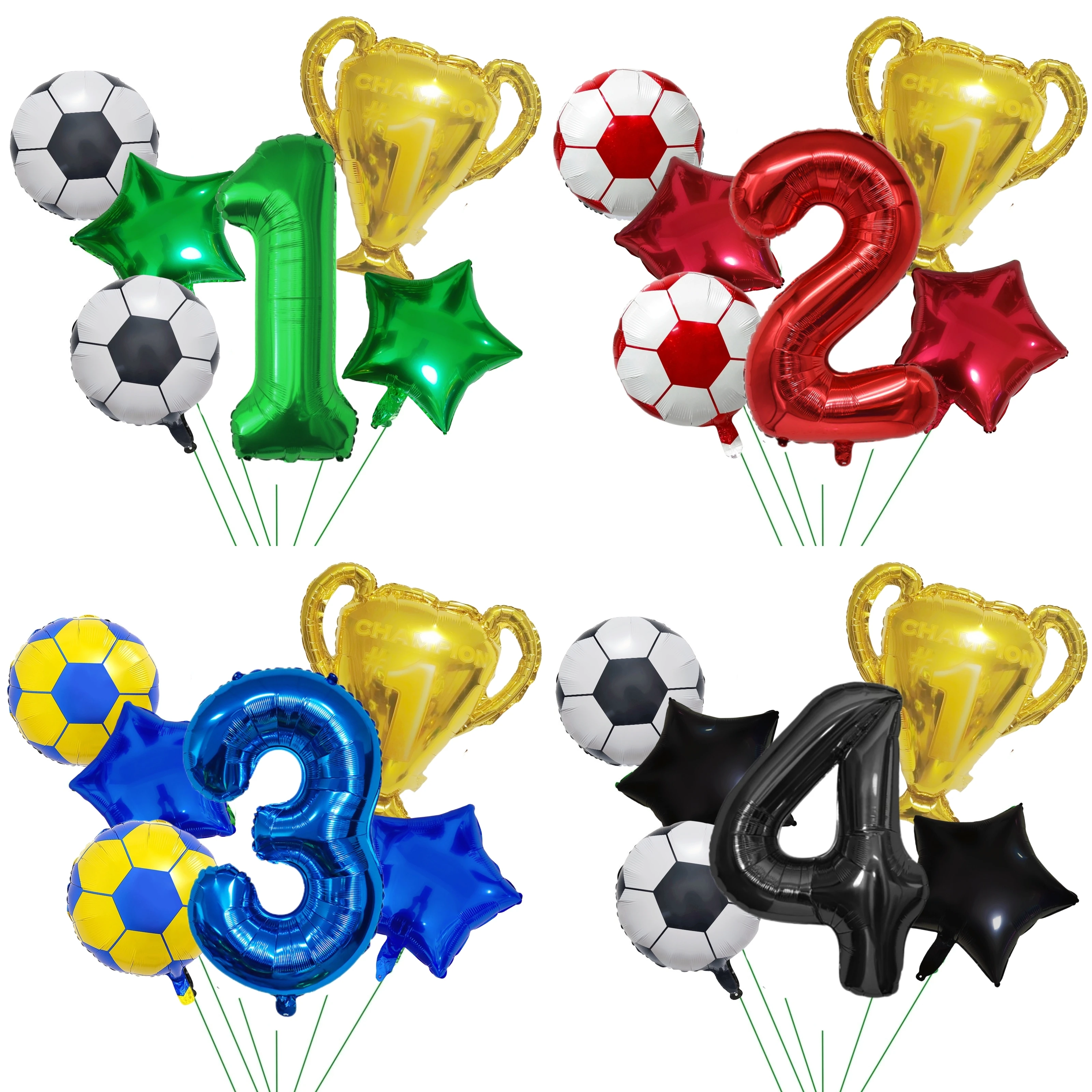 Football Balloons Birthday Party Decorations Kids Boy 32Inch Green Blue Number Set Balloon Sports Air Balls Baby Shower Supplies