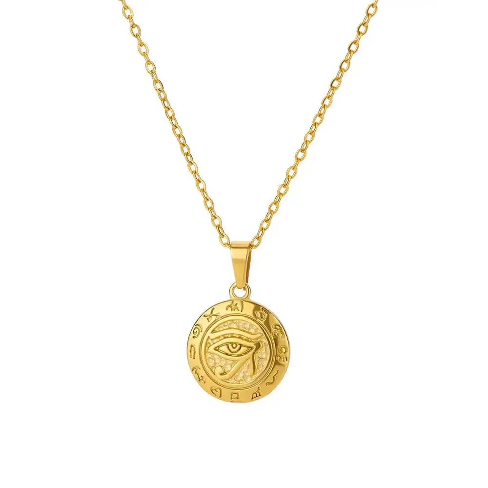 الفولاذ المقاوم للصدأ عين الشر قلادة القلائد للنساء 18K مطلية بالذهب عين الشر قلادة الجمالية محظوظ التركية الحلي هدية