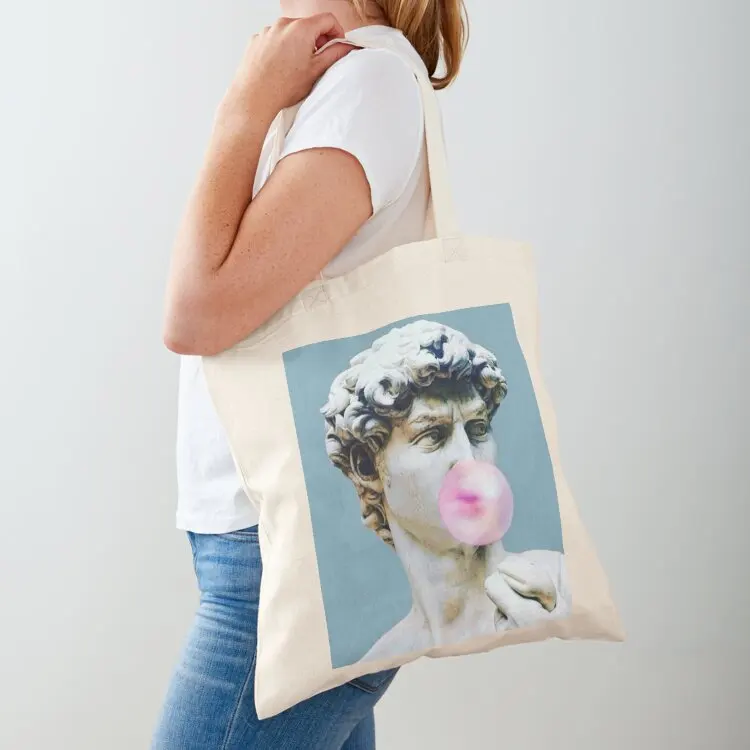 

The Statue of David (Michelangelo) with Bubblegum Tote Bag woman shopping bag Women's tote bag Lady bags