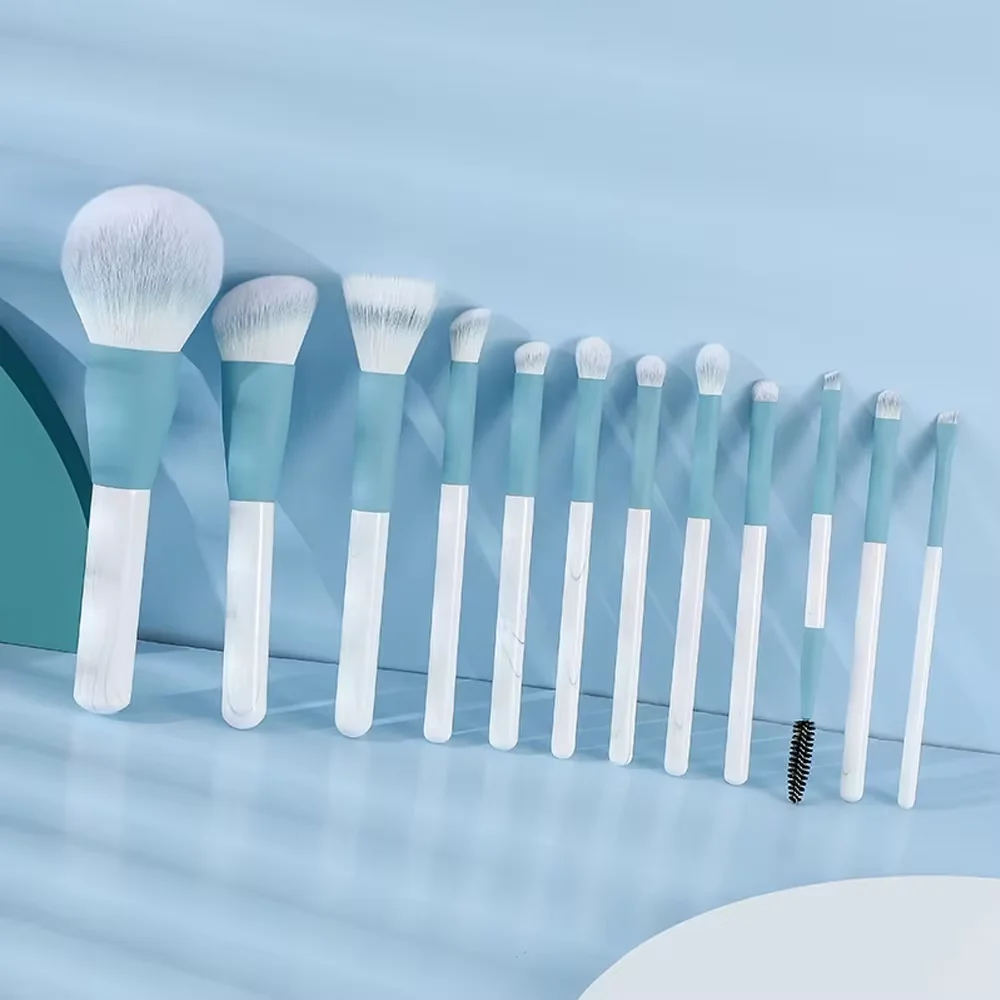 12 Professional แปรงแต่งหน้านุ่มแบบพกพาแปรงแต่งหน้า Foundation Blush Powder อายแชโดว์คอนซีลเลอร์ผสมเครื่องมือแต่งหน้า