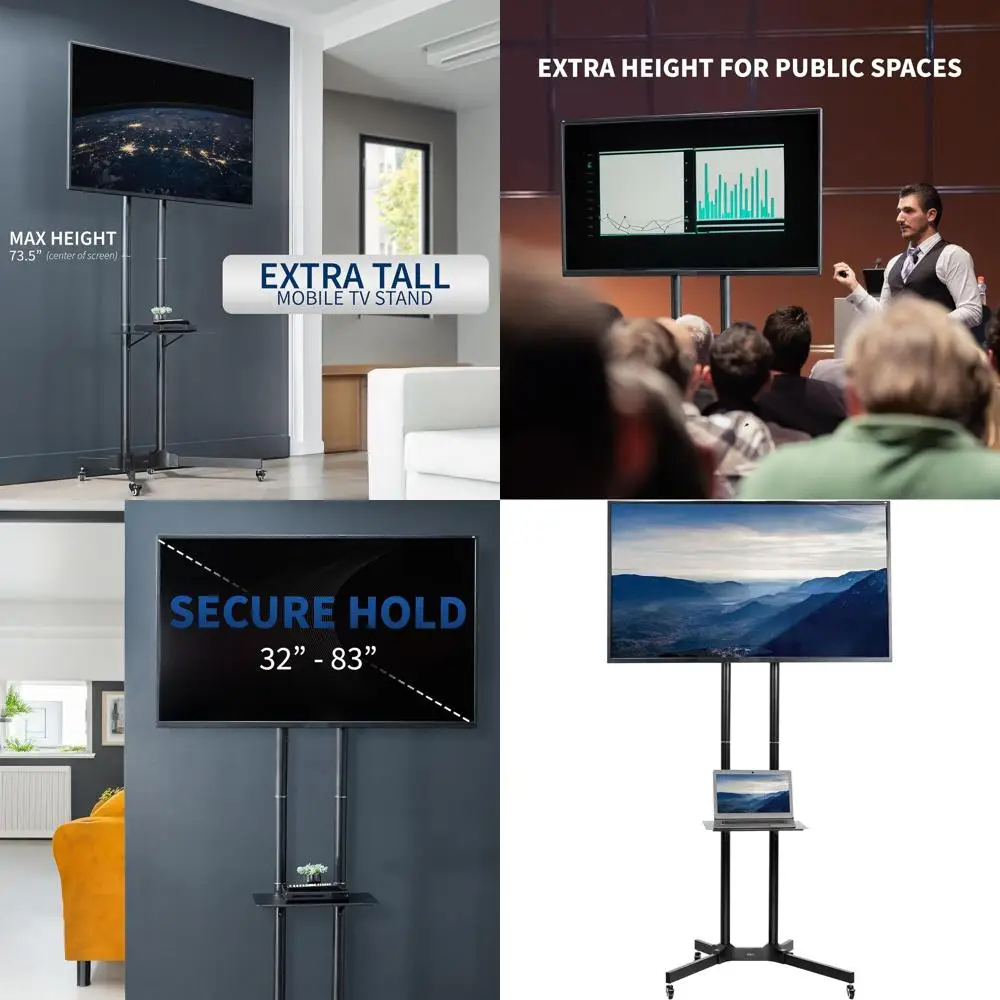 

Универсальная подставка для телевизоров с диагональю экрана 32-83 дюйма, до 110 фунтов, подходит для LCD, LED, OLED, 4K телевизоров, с фиксирующимися колесами и креплением VESA 600x4.