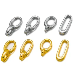 2pcs 14K Gold Plated Brass Lobster Clasp Oval Figure 8 Spring Buckle For DIY Bracelet Necklace Keychain Jewelry Making Supplies