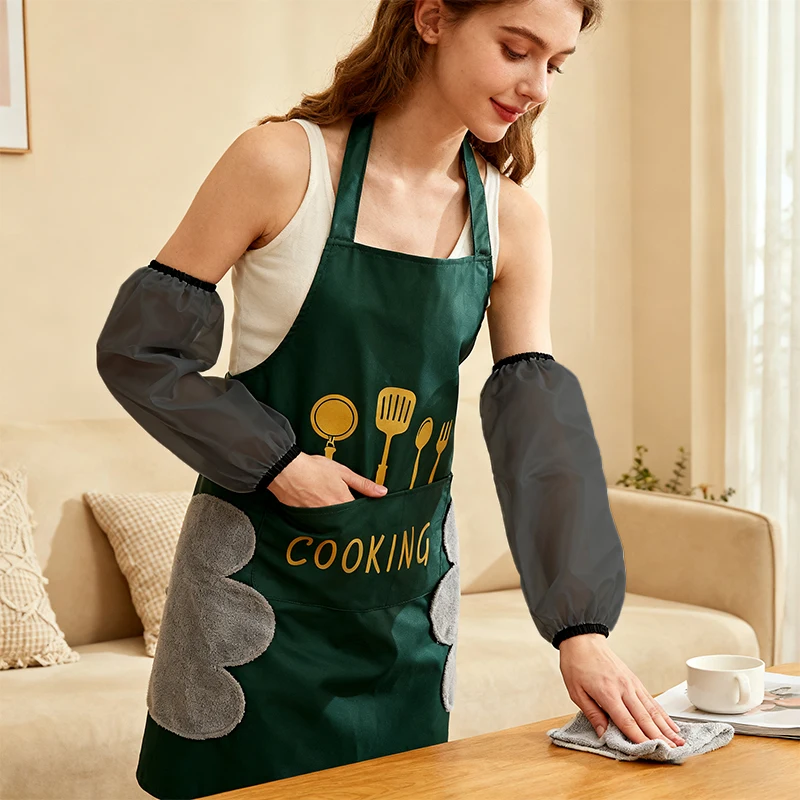 Wasserdichte, ölbeständige Schürze und Ärmelschonern können Hände abwischen, Kochen, Hausarbeit, Reinigungsschürzen, schmutzabweisende Schürzenärmel-Sets