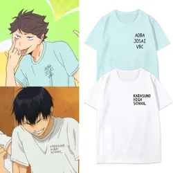Haikyuu!! Volleyball Youth Cosplay Costume Karasuno High School Volleyball Club Sportswear Unifrom Men Halloween Casual T-shirt