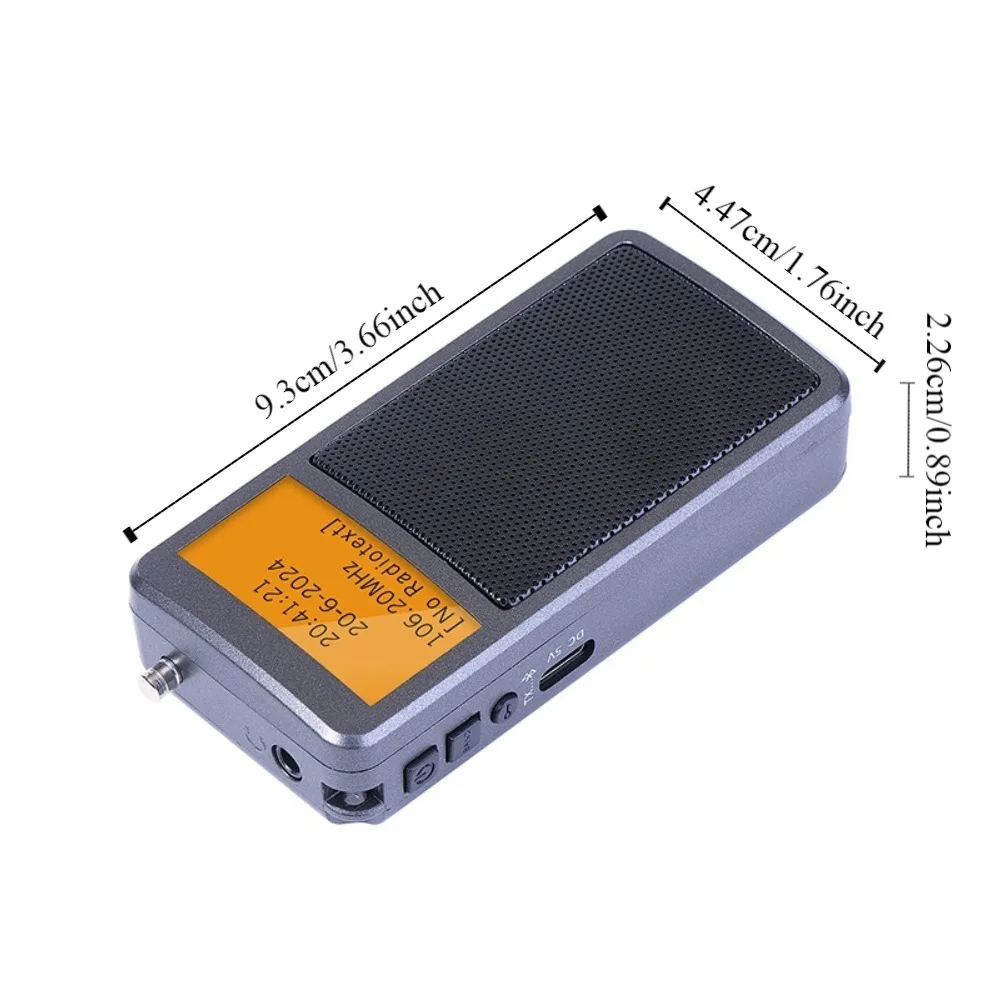 Mini reproductor de música portátil multifuncional con Bluetooth, altavoz incorporado, Radios estéreo DSP FM, despertador recargable