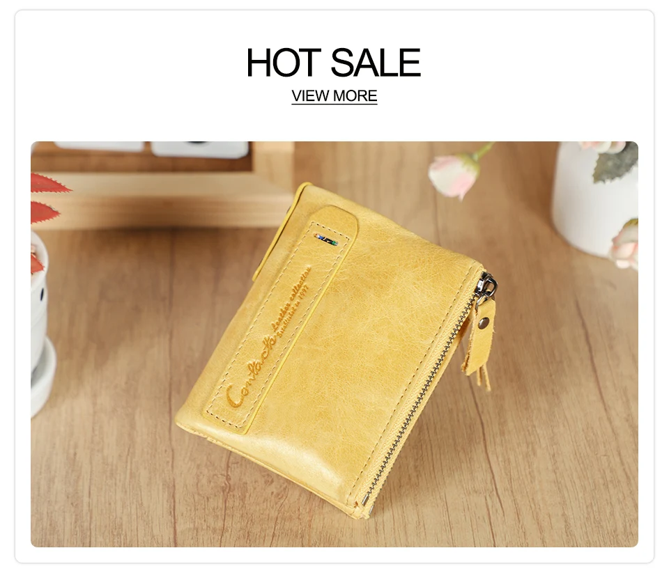 CONTACT'S Mode Dame Echtes Leder Brieftasche Frauen Foto Slot Karte Halter Brieftasche Weibliche Reise Datum Familie Geschenk Geldbörse – Detail 2