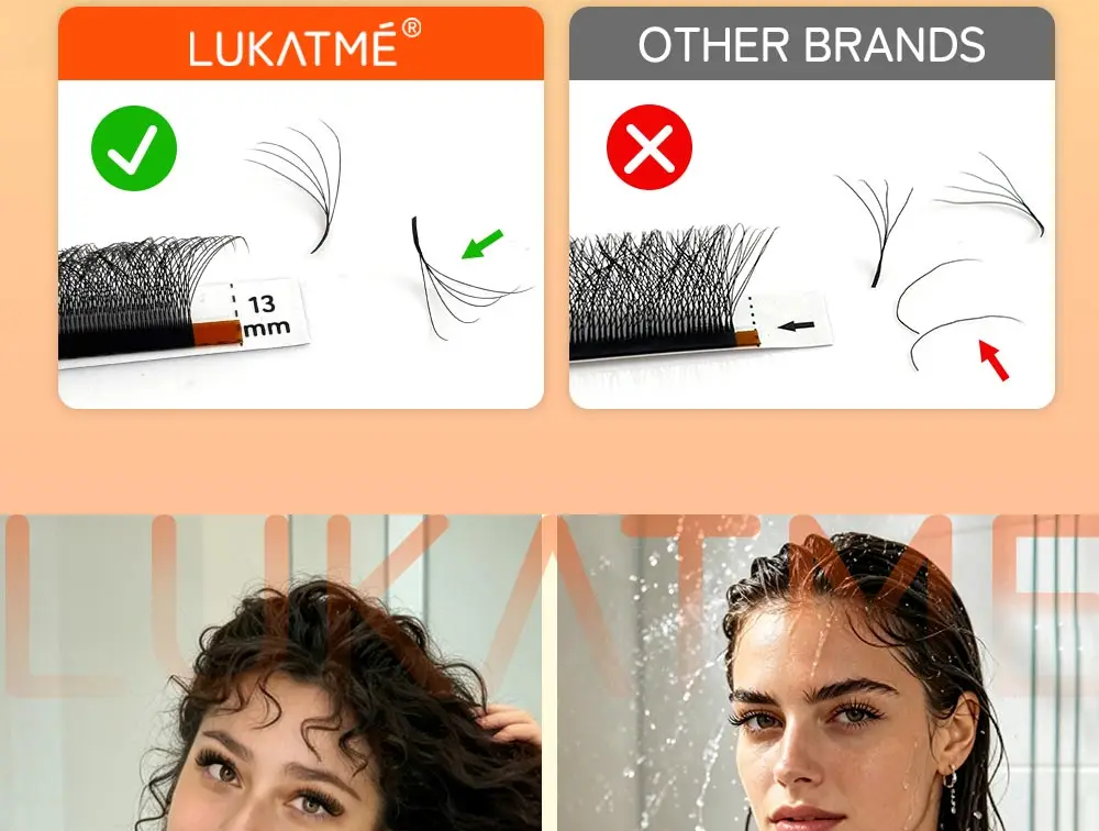 LUKATME 2 Stück Gemischte Stile YY W Wimpern + Pinzette, 4D-7D Braune Volumenfächer D/M Curl 7-15mm Großhandel Wimpernverlängerungs-Set – Detail 10