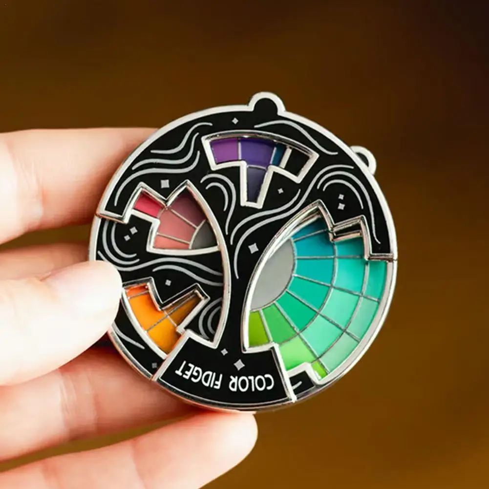Color Fidget Emaille Pin Color Wheel Spinner Anstecknadeln lindern Stress schnell Identifizieren Tonalbeziehungen Schlüsselanhänger
