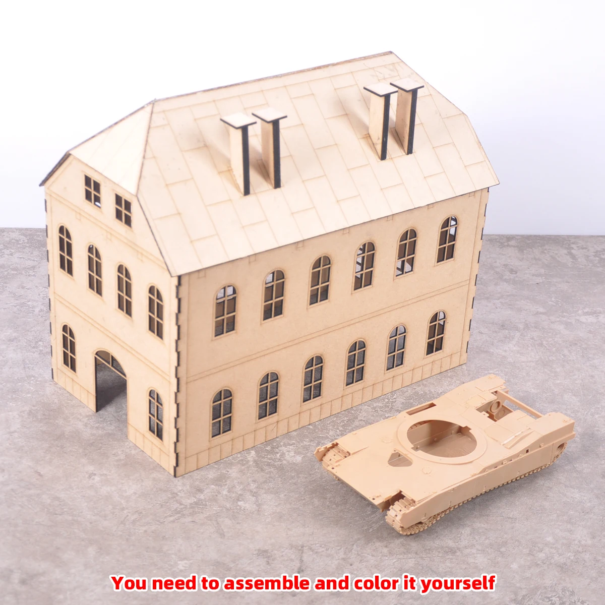 1/35 Modellbausatz Miniatur-Diorama Architektonisches Gebäude Haus Unbemalt Stadt-Bahnhof Bus-Tickethallen DIY – Detail 2