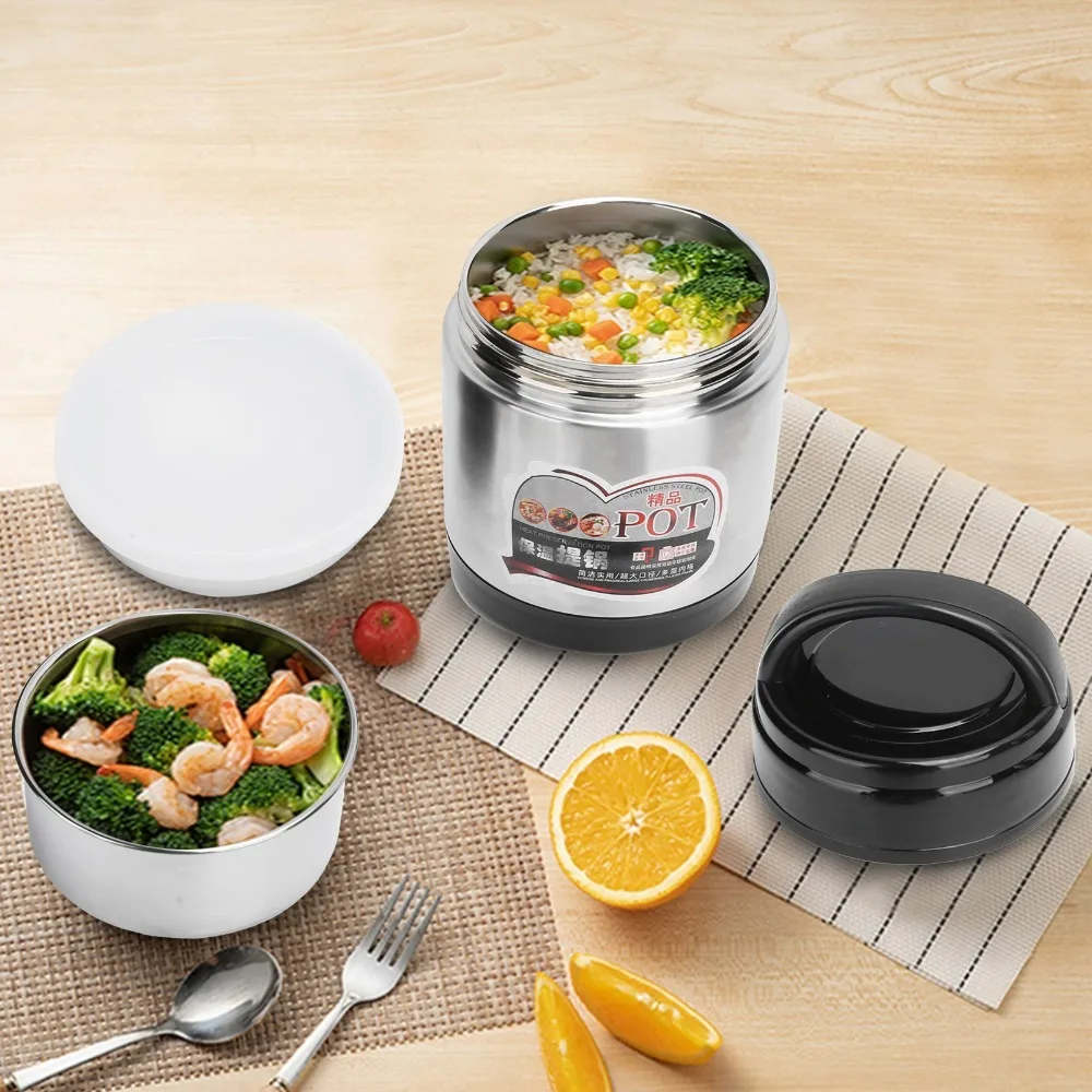 Double Wall Insulated Insulated Bucket 1600ml Rustless Steel Thermal Food Container Sturdy Tight Sealing Lid Soup Kettle