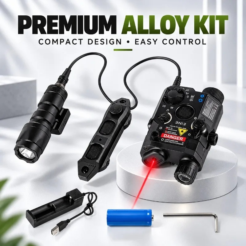 High‑Precision Alloy PEQ15 Look‑Alike Decor Accessory, Red‑Green Beam, Strobe Flashlight & Triple‑Mode Wired Trigger Switch