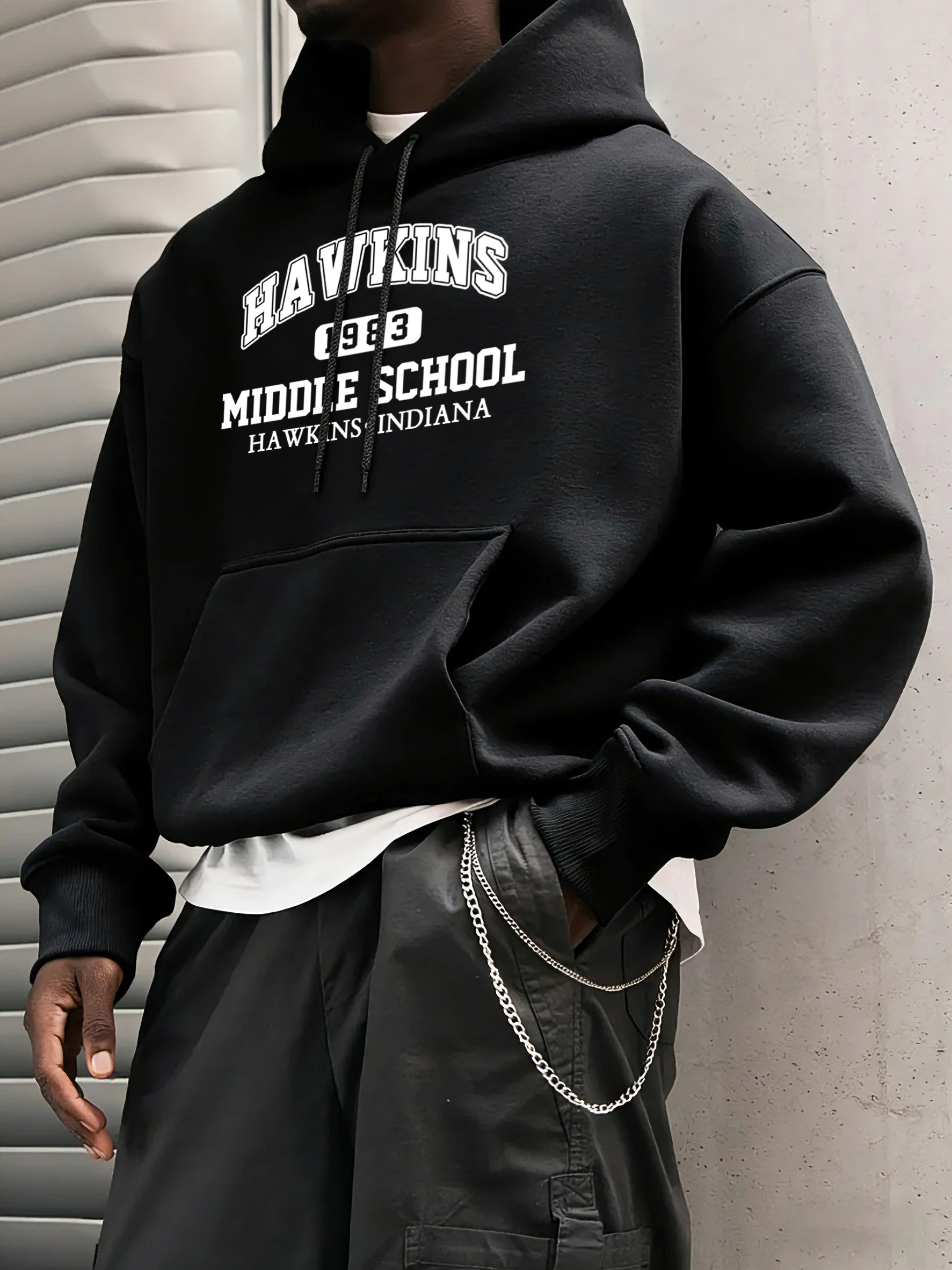 Sudadera con capucha Indiana Hawkins 1983 con estampado de moda para hombre, sudadera de lana estilo Hip Hop, jersey holgado de otoño con bolsillo, ropa que combina con todo