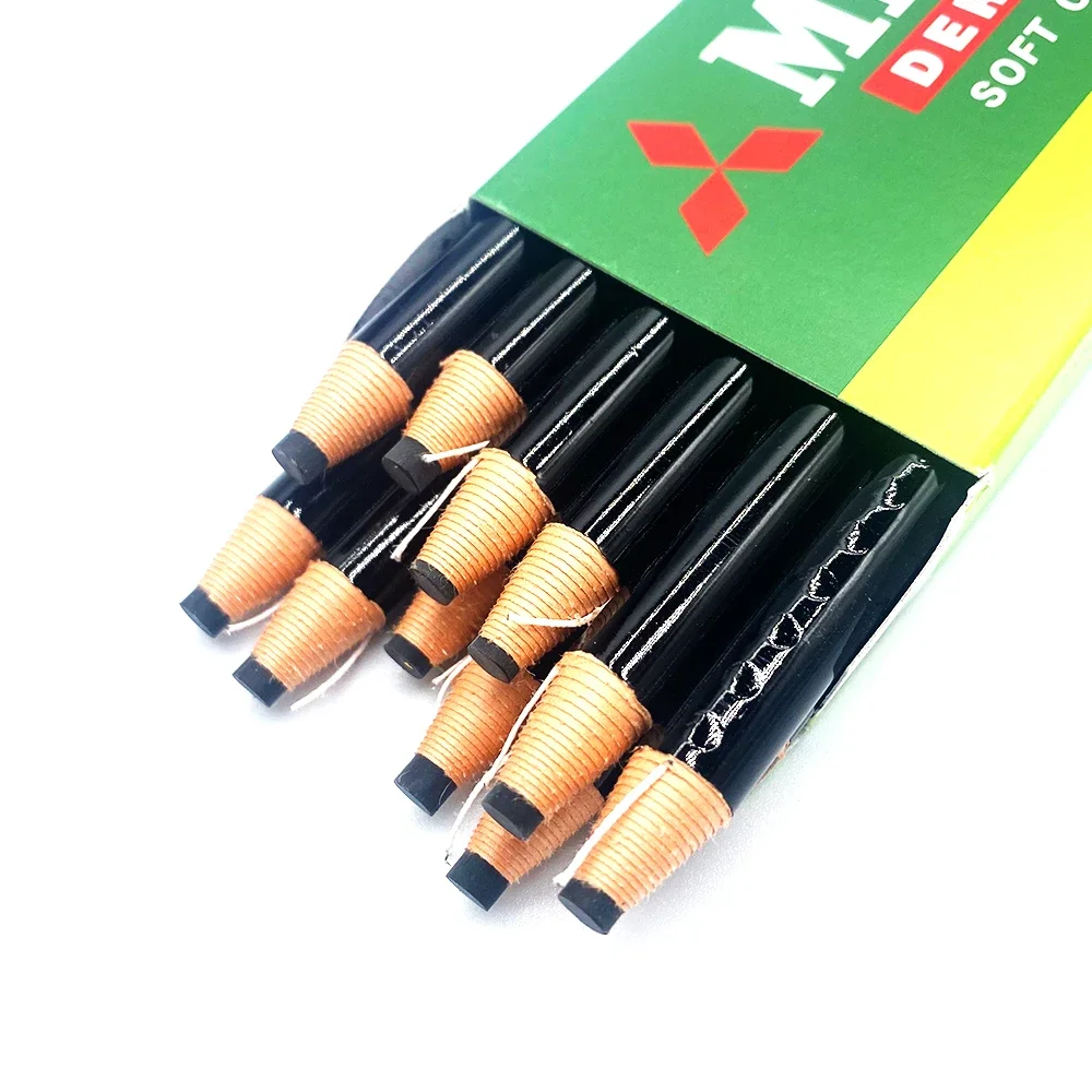 12Pcs/lot Japan Black Pencil Colored Pencil Dermatograph K7600 Oil-Based Paper Wrapped For Tattoo Eyebrow Marker Paint Pencil