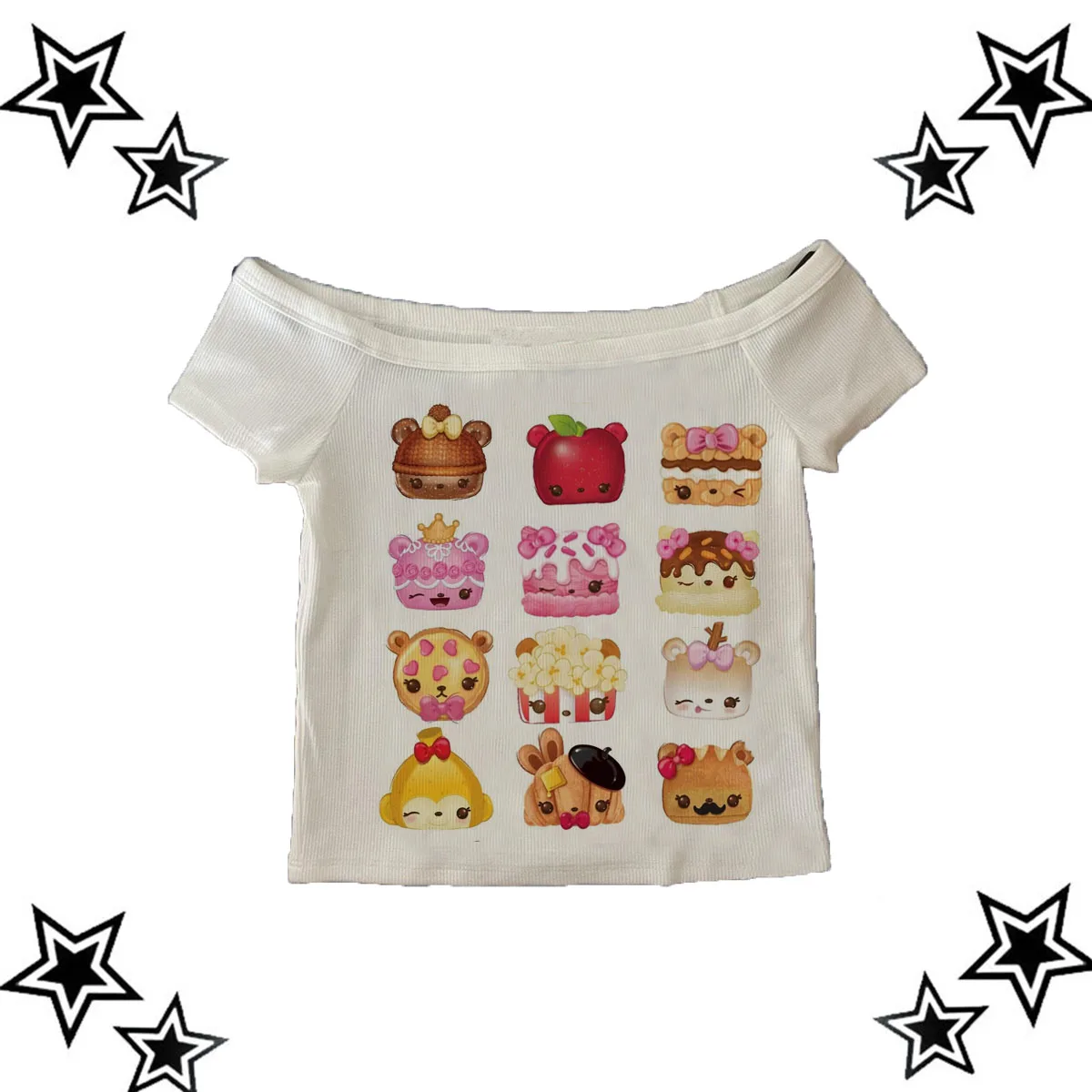 الجمالية Y2k الملابس خمر الشارع النساء الرسومات طباعة الجرونج تي شيرت لطيف سليم المحاصيل القمم قميص سليم القوطية ايمو الشرير الطفل المحملة