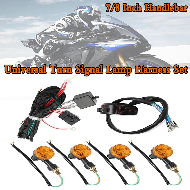 

7/8 Inch Handlebar Control Headlight Horn Switch Wire Harness Motorcycle Universal Turn Signal Lamp Harness Set For Honda Yamaha