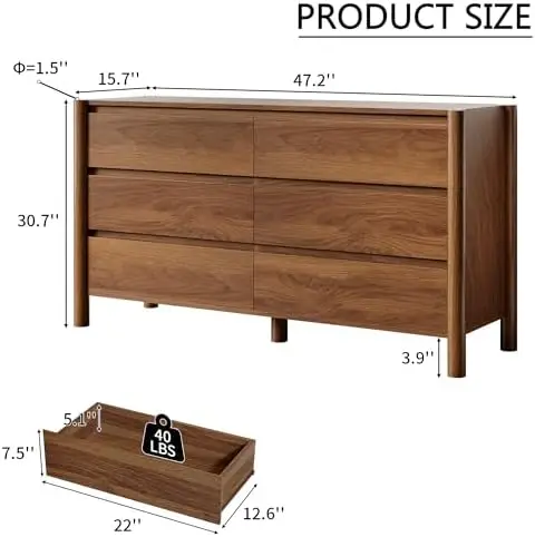 Walnut Dresser for Bedroom,47