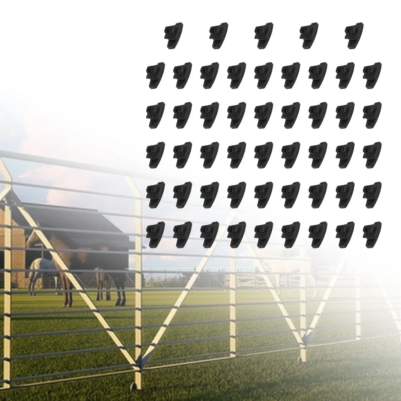 

50Pcs Electric Fence Insulators,Bracket Insulators Electric Fence Safe,Black Sturdy Electric Fence Wood Post Insulators
