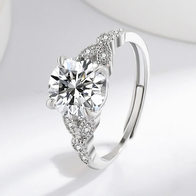 925 فضة خاتم تقليد مويسانيتي الأبيض الزركون خاتم المرأة موضة بسيطة حفلة عيد ميلاد مجوهرات الزفاف هدية #1