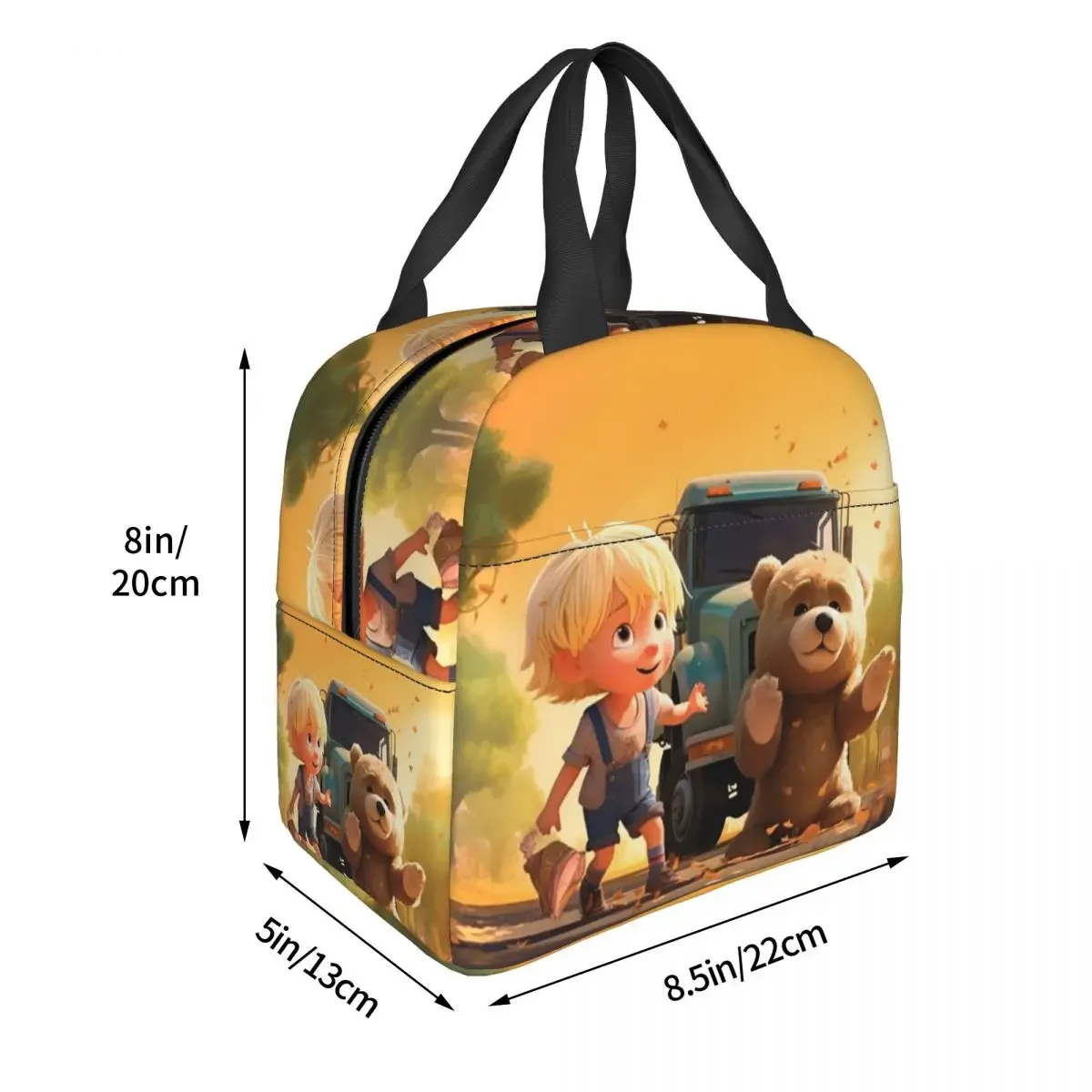 Cartoon Trash Truck Lunch Bags Bento Box Portable Lunch Tote Leakproof Picnic Bags Cooler Thermal Bag for Woman Student Travel