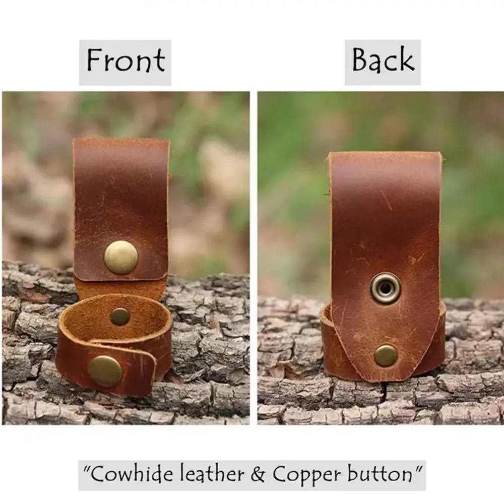 Brown Mountaineering Leather Buckle New Leather 10*3cm Tactical Gear Keeper Gloves Rope Holder Camping Tool Accessories