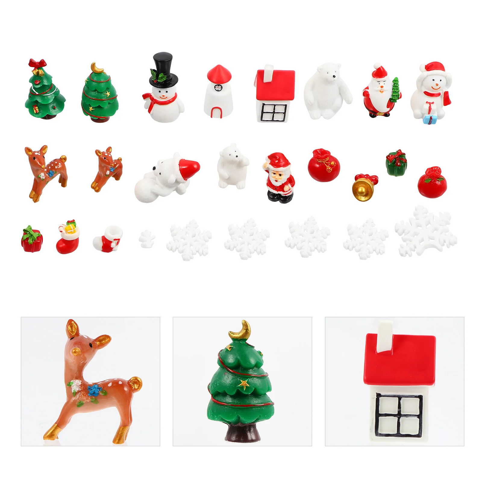 

30Pcs Resin Art Crafts Micro Landscape Ornament Christmas Decorations for Dining Table Bookshelf Resin Art Crafts