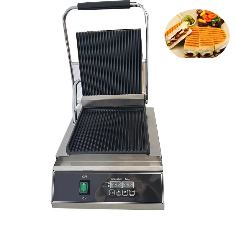 1800W Commercial  Contact Grill Stainless Steel Detachable Panini Press Sandwich Maker for Bar Restaurant