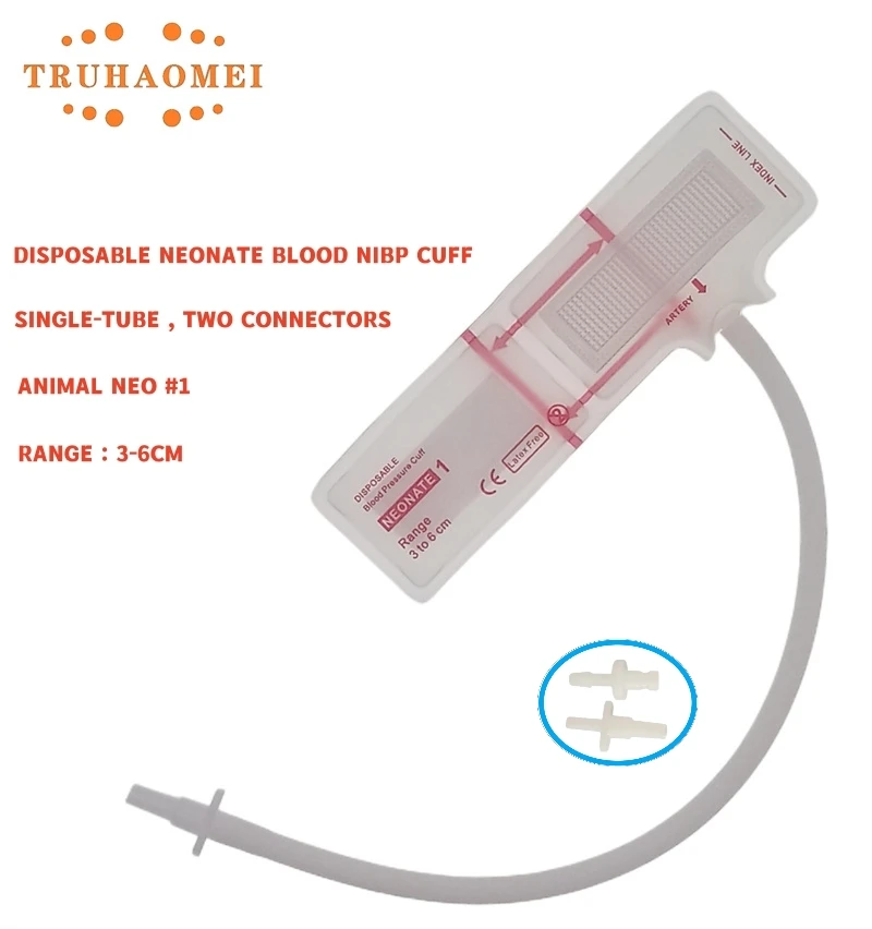 Manchette de pression artérielle pour moniteur de diagnostic du patient néonatal, utilisé par l\'homme, poulet, tuyau unique, taille NIBP