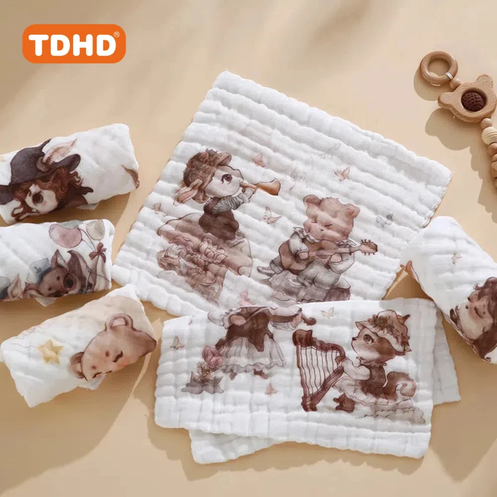 

TDHD Random 5pcs Cotton Bibs, Feeding Towels, Burp Cloths, Soft And Comfortable Absorbent Handkerchiefs for Newborn Babies