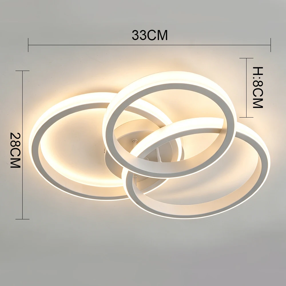 Nordic Led Circle Ceiling Light Bedroom Living Dining Room Lighting 3-Color Light Chandelier Lamp Home Indoor Lamps 220-240V