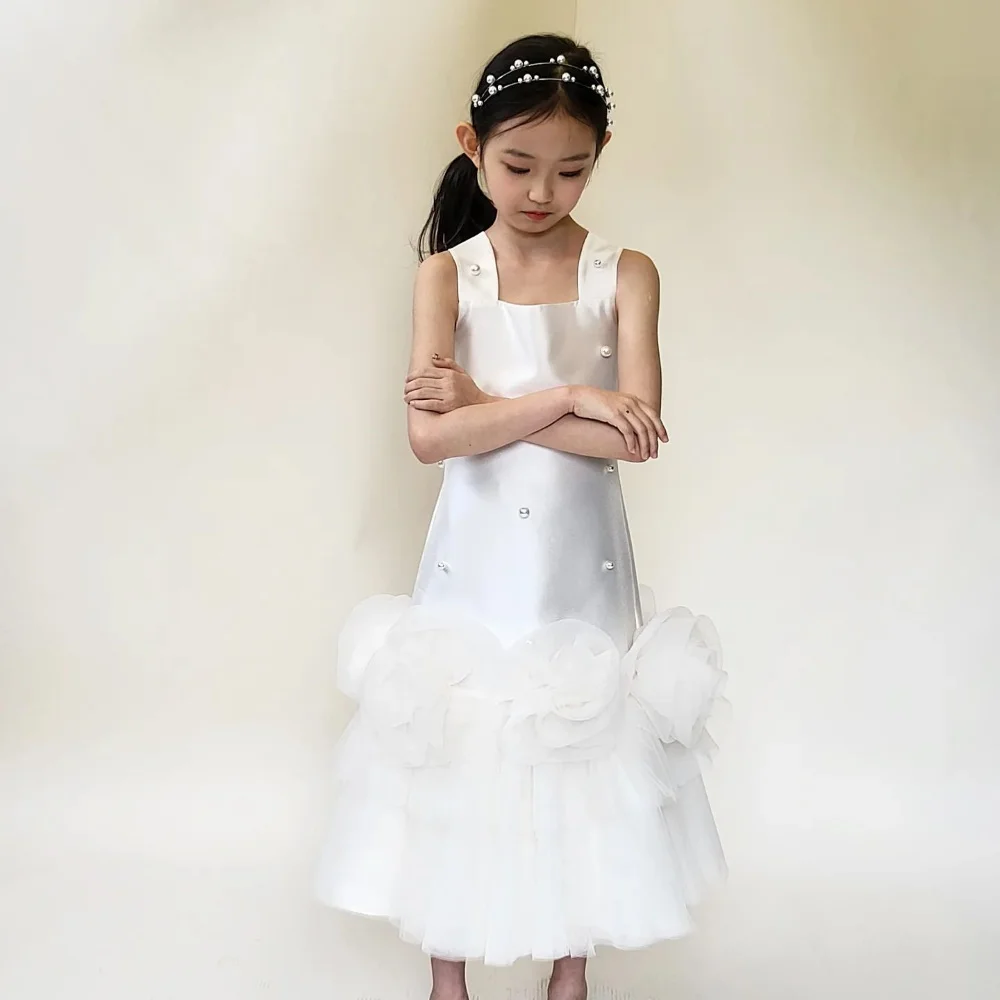 

Epoch Children's Evening Dress فساتين مناسبة رسمية Elegant Square Collar Tiered Tulle Graduation Ceremony For Lovely Kids 2024