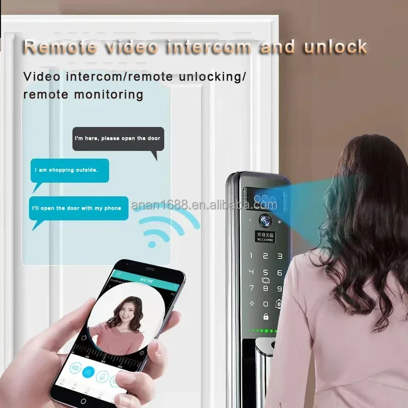 003 2023 New Arrival OEM/ODM Digital 3D Face Recognition Biometric Safety Smart Xhome APP wifi Automatic door lock with Camera